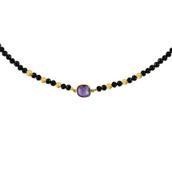 Κολιέ με Κ14 χρυσά στοιχεία, spinel και amethyst - M123257SA