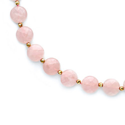 Κολιέ με Κ14 χρυσό κούμπωμα, Rose Quartz και Hematite - M123603