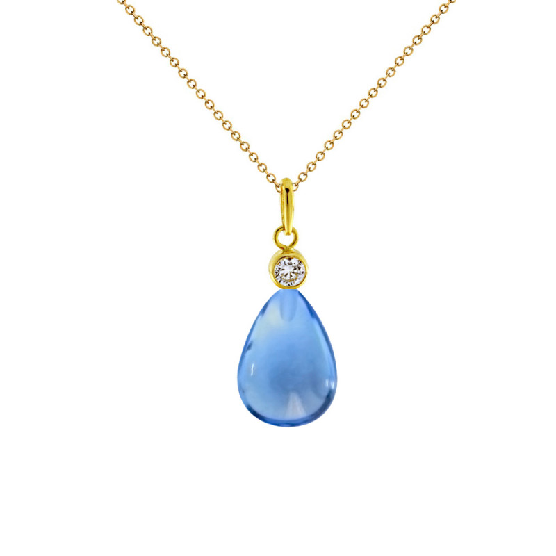 Μενταγιόν Κ14 χρυσό με Blue Topaz - M123218BT