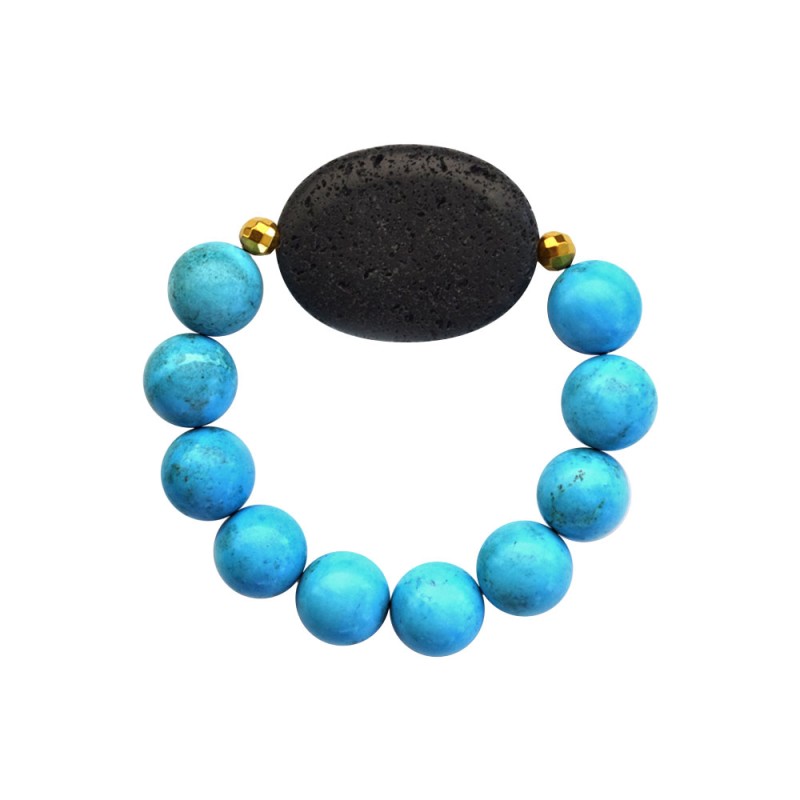 Βραχιόλι με Turquoise, Lava και Hematite - M123343P