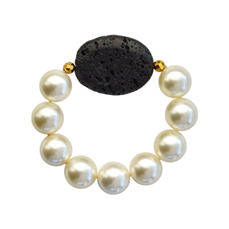 Βραχιόλι με Shell Pearl, Lava και Hematite - M123343R