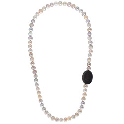 Κολιέ με πολύχρωμα μαργαριτάρια Fresh Water Pearl και Lava - F124283ML