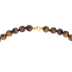 Κολιέ με tiger eye, αιματίτη και ασημένιο 925 επιχρυσωμένο κούμπωμα - F124505