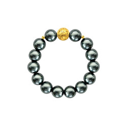 Βραχιόλι με μαύρα shell Pearl, Lava και Hematite - S124424B