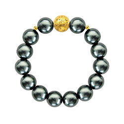 Βραχιόλι με μαύρα shell Pearl, Lava και Hematite - S124424B