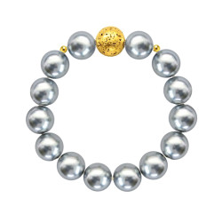 Βραχιόλι με γκρι shell Pearl, Lava και Hematite - S124424G