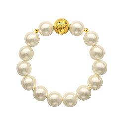 Βραχιόλι με λευκά shell Pearl, Lava και Hematite - S124424S