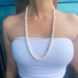 Κολιέ με λευκά μαργαριτάρια 10mm Fresh Water Pearl - M123467