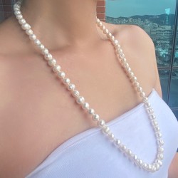 Κολιέ με λευκά μαργαριτάρια 10mm Fresh Water Pearl - M123467